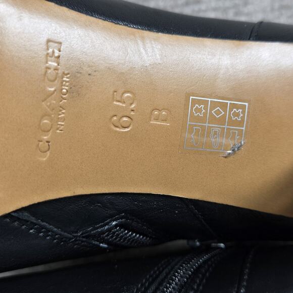 Coach Seneca Shoes Womens Size 6.5 Black Leather Booties Heels Zip Dressy - Picture 11 of 14
